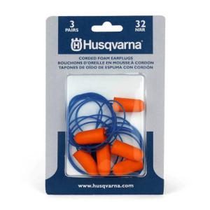 Husqvarna Disposable Foam Ear Plugs 32NRR - 3 pair corded
