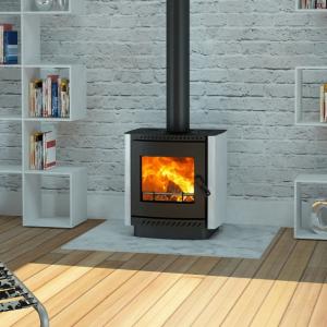 Yunca Oscar Clean Air Studio Wood Fire with Flue Kit - coloured side panel option